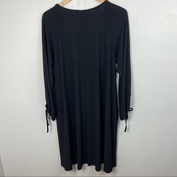 Karen Kane‎ Tie Sleeves Swing Dress Black Size 1X Made USA Jersey Knit Bohemian - Picture 4 of 11